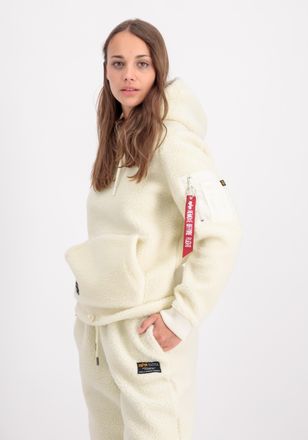 Alpha Industries Hoodie ALPHA INDUSTRIES Teddy Hoodie Women, Damen, Gr. XS, weiss (sanftes wei&szlig;), Obermaterial: 100% Polyester, regular fit, Sweatshirts Hoodie