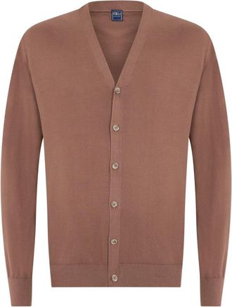 Fedeli Elegante Veelzijdige Cardigan - Heren - Vesten - Bruin - L - Katoen - Truien & Vesten