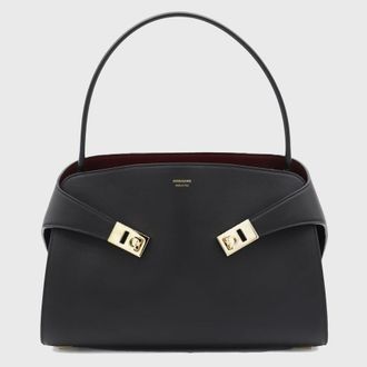 Ferragamo Black Calf Leather Top Handle Bag