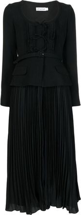 Self Portrait ruched crepe midi dress - women - Polyester - 6 - Black