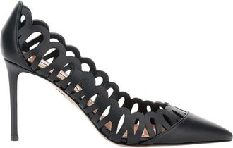 Aquazzura Schoenen, Dames, Zwart, 36 1/2 EU, Leer, Peep Pump 85