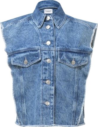 Isabel Marant Isabel Marant Etoile Tyra Buttoned Vest in Light Blue Cotton