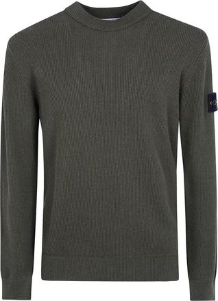 Stone Island Trui met ronde hals - Heren - Ronde hals truien - Groen - XL - Leer - Truien & Vesten