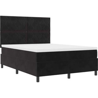 vidaXL Cama Tipo Box Spring Con Colch&oacute;n Negro 140 X 190 Cm Terciopelo Vidaxl