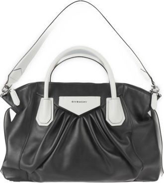 Givenchy Black White Leather Handbag Shoulder Bag Tote Bag (Pre-Owned)