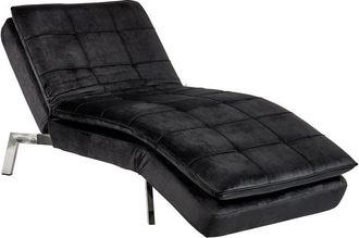 Beliani Chaise longue de terciopelo negro plateado respaldo reclinable capitoné Loiret