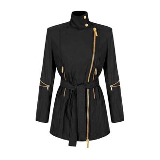 Elisabetta Franchi Taffeta Voile Jas - Dames - Mantels - Zwart - Maat: XL Taf