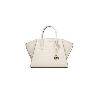 Michael Kors Avril Large Top-Zip Satchel - Dames - Tassen - Beige - Maat: ONE Size Zijde