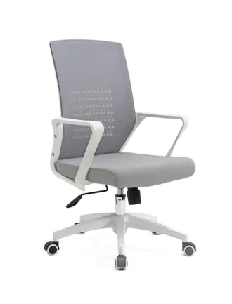 HERDASA Silla De Oficina Estructura Blanca, Con Ruedas Y Tapizado Gris, Dise&ntilde;o Luca