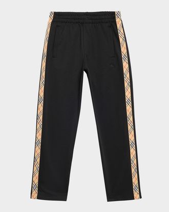 Burberry Men & apos;s Check-Trim Jersey Trousers