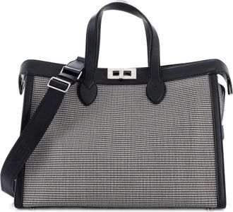 Fendi Peekaboo ISeeU Forty8 Handbag Houndstooth Wool satchel - Black