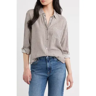 Rails Josephine Gingham Button-Up Shirt in Espresso Gingham at Nordstrom, Size X-Small
