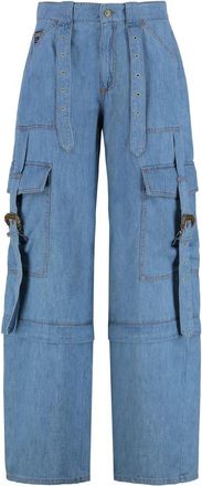 Versace Jeans Couture Cotton Cargo Broeken - Dames - Loose Fit Jeans - Blauw - W26 - Katoen - Jeans