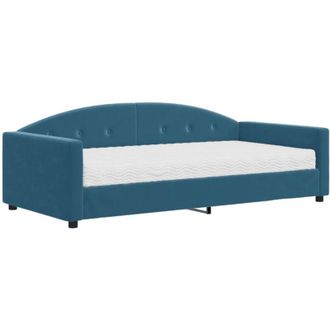 vidaXL Sof&aacute; Cama Con Colch&oacute;n Terciopelo Azul 100x200 Cm Vidaxl