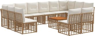 vidaXL Conjunto De Sof&aacute;s De Exterior 13 Uds. 12 Plaza Natural Y Crema Vidaxl