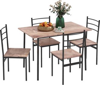 HOMCOM 5 Piece Dining Table and Chairs Set - Dining Room Sets - Steel Frame Space Saving Table and 4 Chairs for Compact Kitchens | TJ Hughes Natural