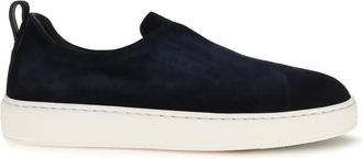 Santoni Navy Blue Slip-on Sneakers