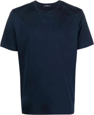 Herno T-Shirts, male, Blue, 3XL, Blue Cotton T-shirt Round Neck Short Sleeves