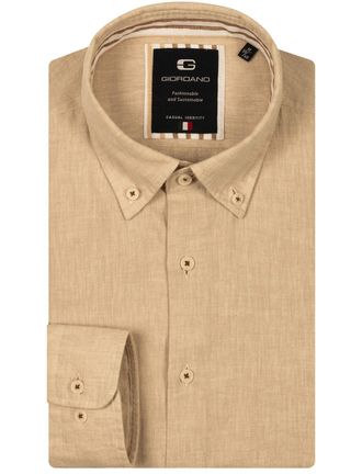 Giordano overhemd camel gem&ecirc;leerd button-down