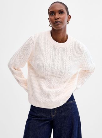 Contemporaine Womens Reprocessed cotton cable-knit sweater