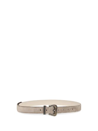 Brunello Cucinelli Suede with Shiny Monili Loop Belt - Beige