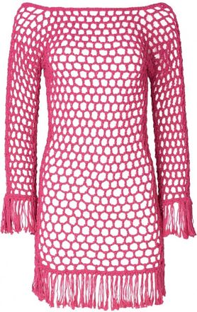 SOAH Womens Violet Crochet Mini Dress In Fuchsia