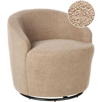 Beliani Beliani - Poltrona con schienale curvo in tessuto boucl&eacute; tortora pile base girevole 360&deg; Davik