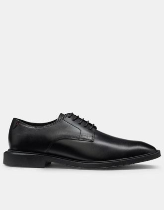 HUGO BOSS Mens Gryff Leather Derby Shoes - Black - Size: 12