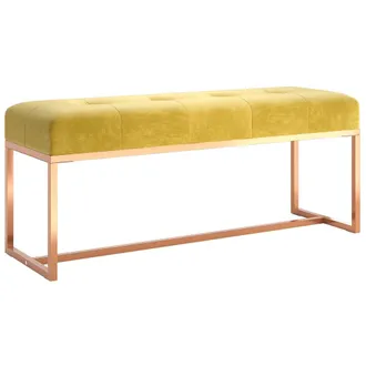 vidaXL Vidaxl - Banco De Terciopelo Amarillo Mostaza 110x36x45 Cm