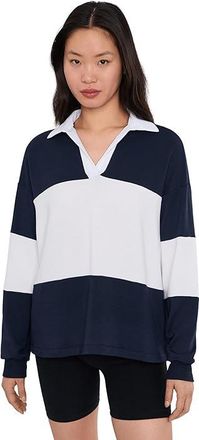 SPLITS59 Katie Fleece Rugby Womens Sweatshirt Indigo/White : SM, Modal/Spandex
