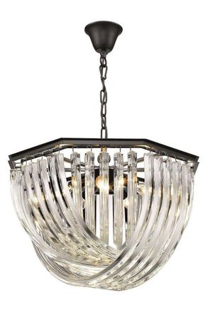 Netlighting Spring 5 Light Ceiling Pendant Black Chrome Clear with Crystals E14