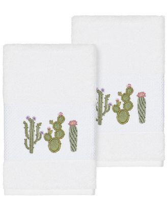 Linum Home Textiles Mila Turkish Cotton 2Pc Embellished Hand Towel Set