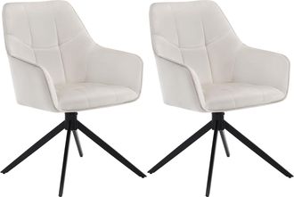 Woltu Juego De 2 Sillas De Comedor Con Patas De Metal. Respaldo Y Asiento Giratorio. En Terciopelo Color Crema - Woltu