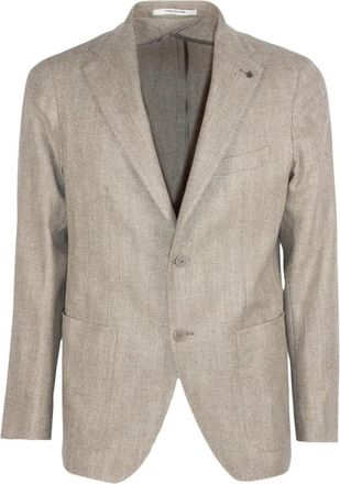 Tagliatore Visgraat Blazer - Heren - Business blazers - Beige - XL - Katoen - Kostuums