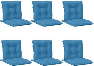 vidaXL Cojines Silla Respaldo Bajo 6 Ud Tela Azul Melange 100x50x7 Cm Vidaxl