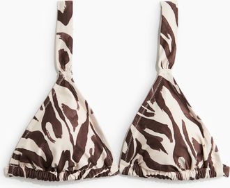 H&M Wattiertes Triangel-Bikinitop - Hellbeige/Zebraprint