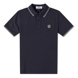 Stone Island Patch Tipped Polo Shirt Navy 101522S18-V0020