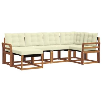vidaXL Conjunto De Sof&aacute;s De Exterior Con Coj&iacute;n 6 Pcs Natural Y Crema Vidaxl