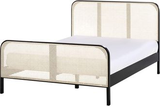 Beliani Cama matrimonial de madera negro 140x200