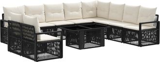 vidaXL Conjunto De Sof&aacute;s De Jard&iacute;n 11 Uds. Negro Y Blanco Crema Vidaxl