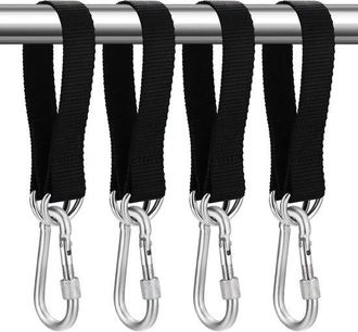 No Brand Juego De 4 Correas De Sujeci&oacute;n Para Hamacas De 30&times;25 Mm, Con Mosquetones Y Anillas En D, Para Hamacas Y Columpios De Jard&iacute;n
