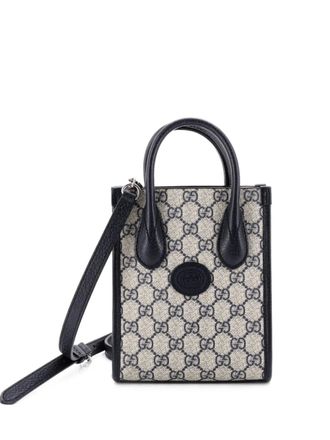 Gucci Borsa a tracolla GG mini in tela cerata con applicazione - Blu
