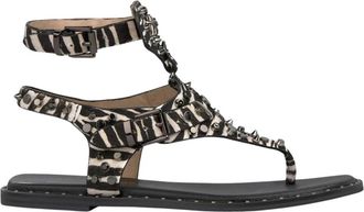 Alma En Pena Platte Sandaal Print Effect - Dames - Sandalen - Zwart - 35 EU - Schoenen