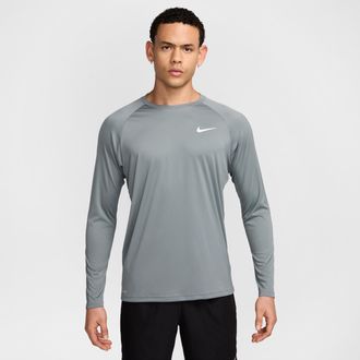 Nike Mens Swim Hydroguard Essential Dri-FIT UV Long Sleeve Top in Grey | NESSA587-051