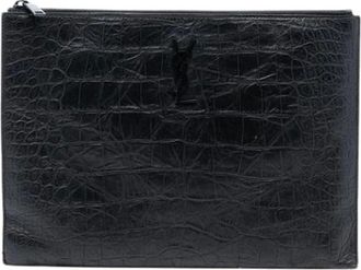 Saint Laurent Pre-owned Clutches, female, Black, Size: ONE SIZE Pre-owned Leather Clutch