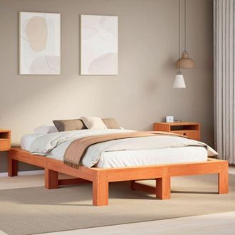 vidaXL Vidaxl - Estructura De Cama Sin Colch&oacute;n Madera Maciza Marr&oacute;n 135x190 Cm