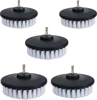 OEM Juego De 5 Cepillos El&eacute;ctricos De Cerdas Suaves Blancas De 10,2 Cm Para Limpiar Coches, Barcos, Asientos, Alfombras, Tapicer&iacute;as Y Puertas De Ducha