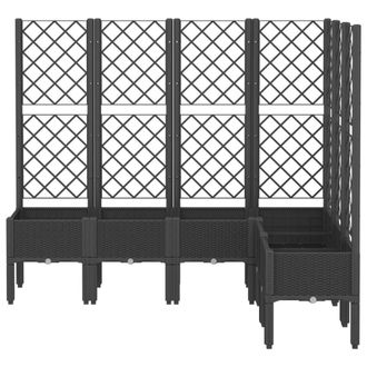 Berkfield Home Beautiful Garden Planter with Trellis Black 160x120x142 cm PP | Size: 160 x 120 x 142 cm