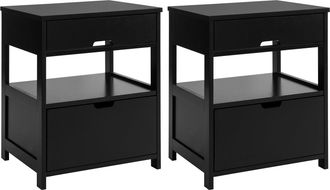 SoBuy Mesitas De Noche Dormitorio Mesa Auxiliar Con 2 Cajones Negro 45x55x38cm Frg258-schx2 Sobuy Es