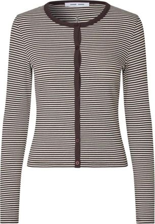 Sams&oslash;e & Sams&oslash;e Saalexo LS Cardigan - Dames - Vesten - Bruin - XL - Katoen - Truien & Vesten